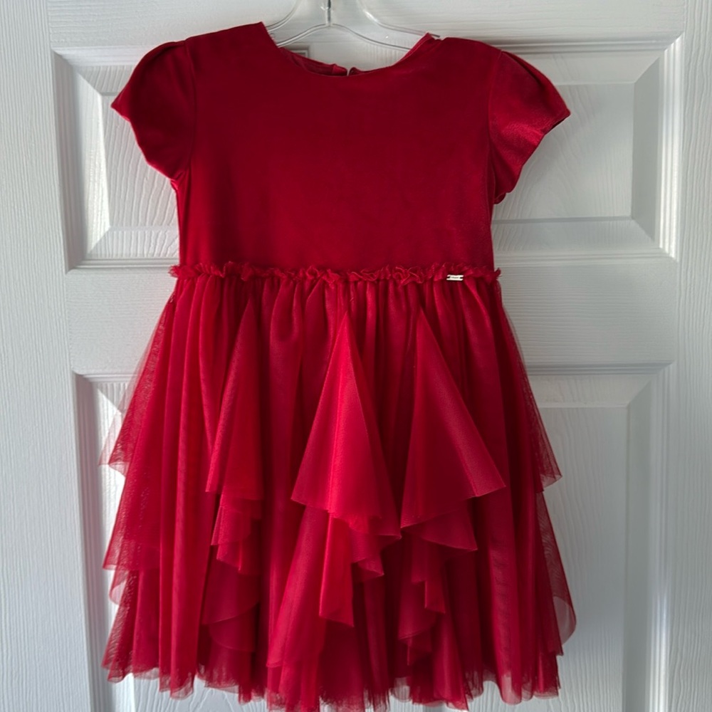 NWT Mayoral Girl Red Voile Velvet and Tulle Dress size 7